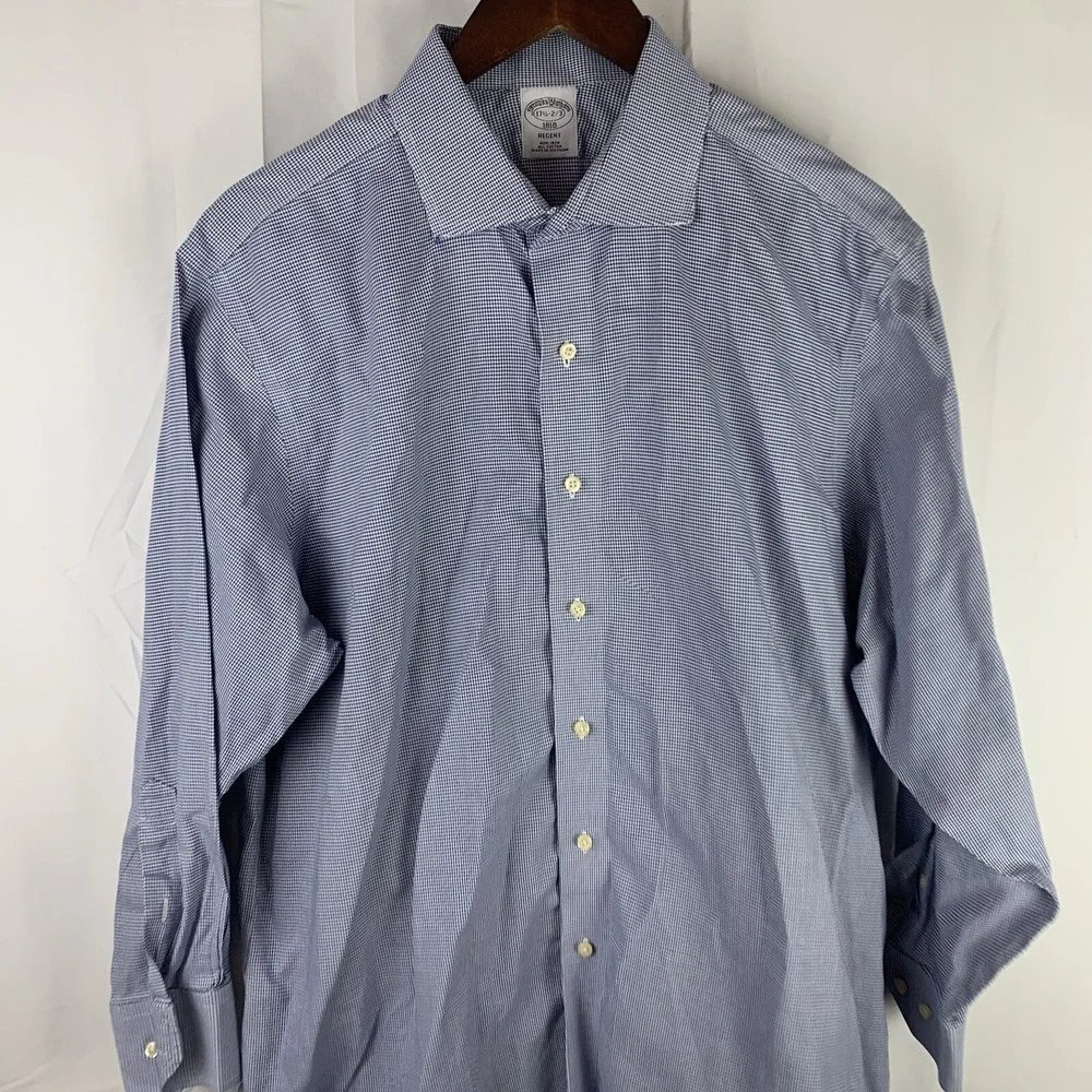 Brooks Brothers Blue Regent Shirt Size 17 1/2 - 2/3 Non Iron Cotton Striped‎